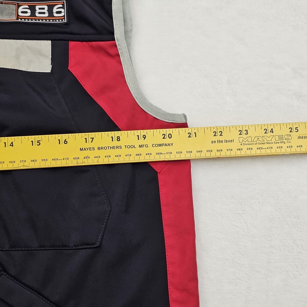 686 Mens Medium Snowboarding Velvet Lined Vest Black Red Full Zip - Picture 4 of 8